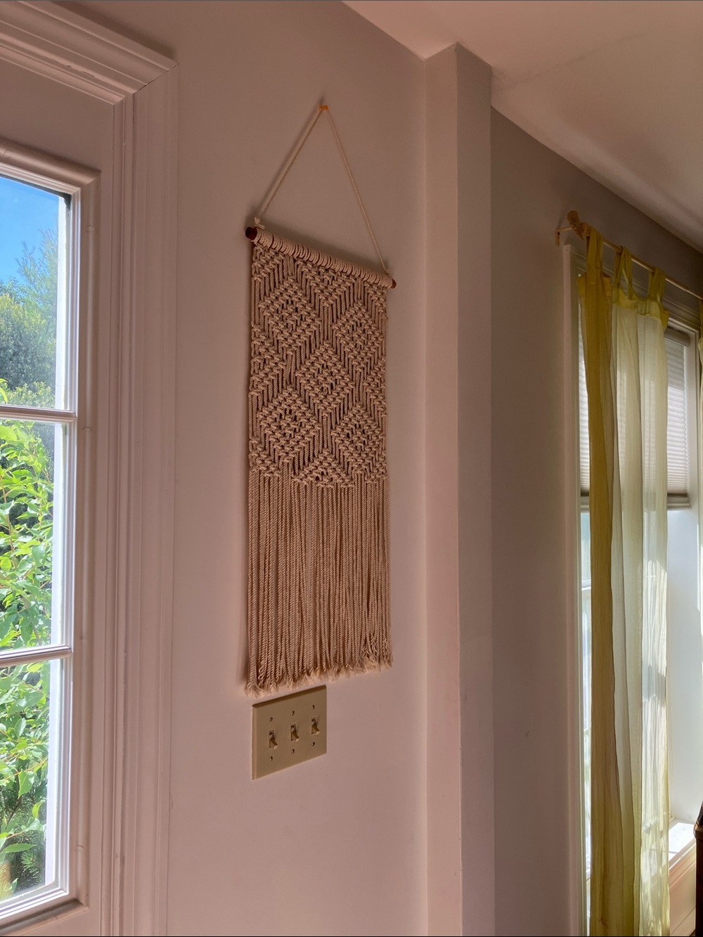 Macramé Wall Hanging With Wooden Dowel - Picture 3 of 5